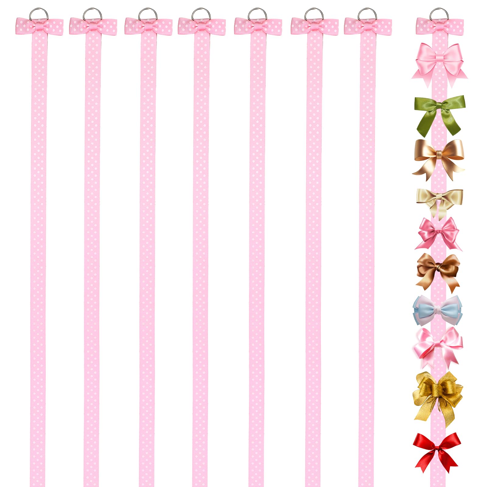 Bremorou pink bow holder on wall keeps bows neatly organized.