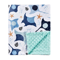 Brenaly Sea World blue fish blanket offers cozy newborn snuggles.