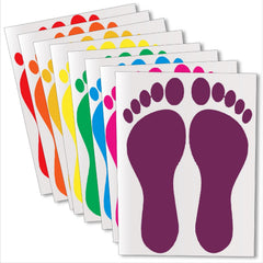 Waterproof Bright Creations footprint stickers retain color on indoor surfaces