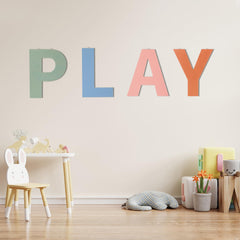 BrightRow boho play letters wall sign in colorful finish for playroom decor