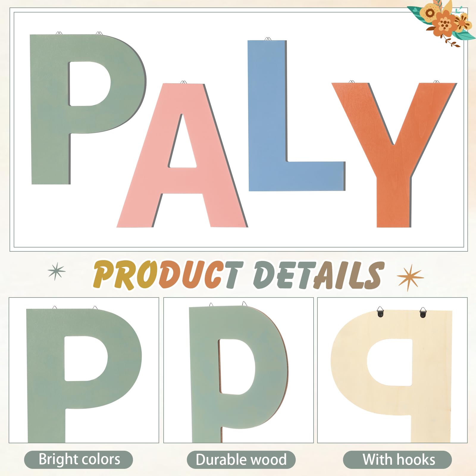 BrightRow colorfully painted sign with PLAY letters for living rooms