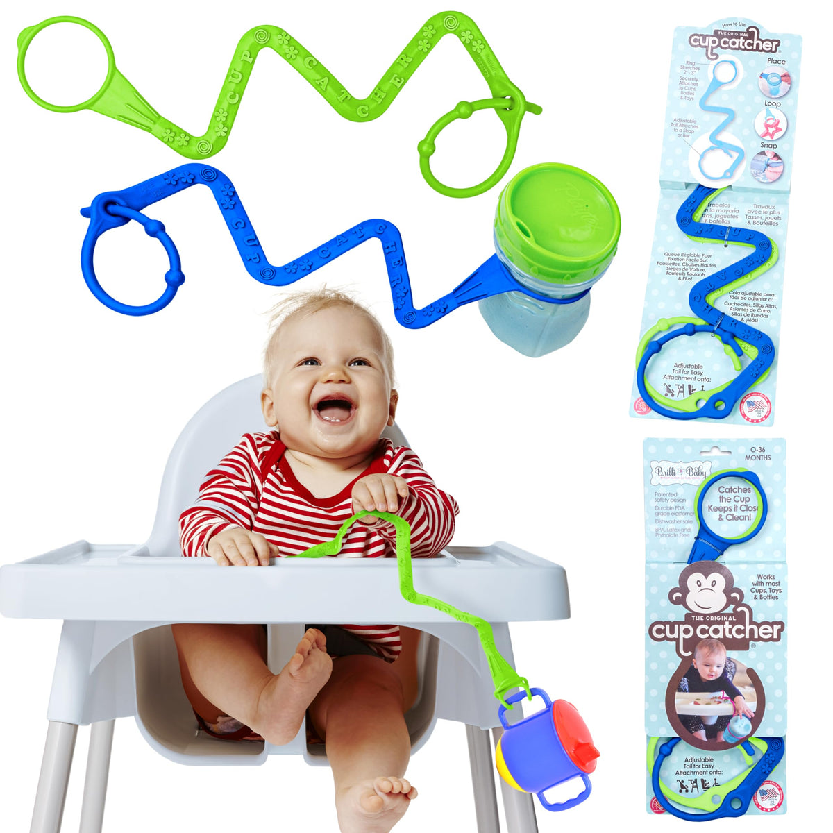 Brilli Baby Cup Catcher on a stroller keeps cups secure during outings.