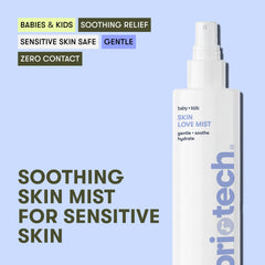 Briotech Baby Skin Love mist on baby's skin during routine care