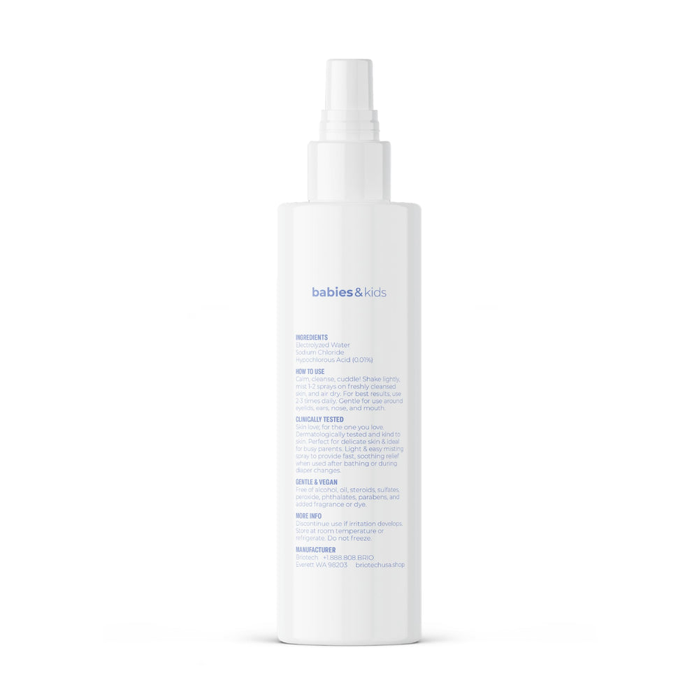 BRIOTECH Briotech Baby Skin Love Spray no-rinse convenience for busy families.