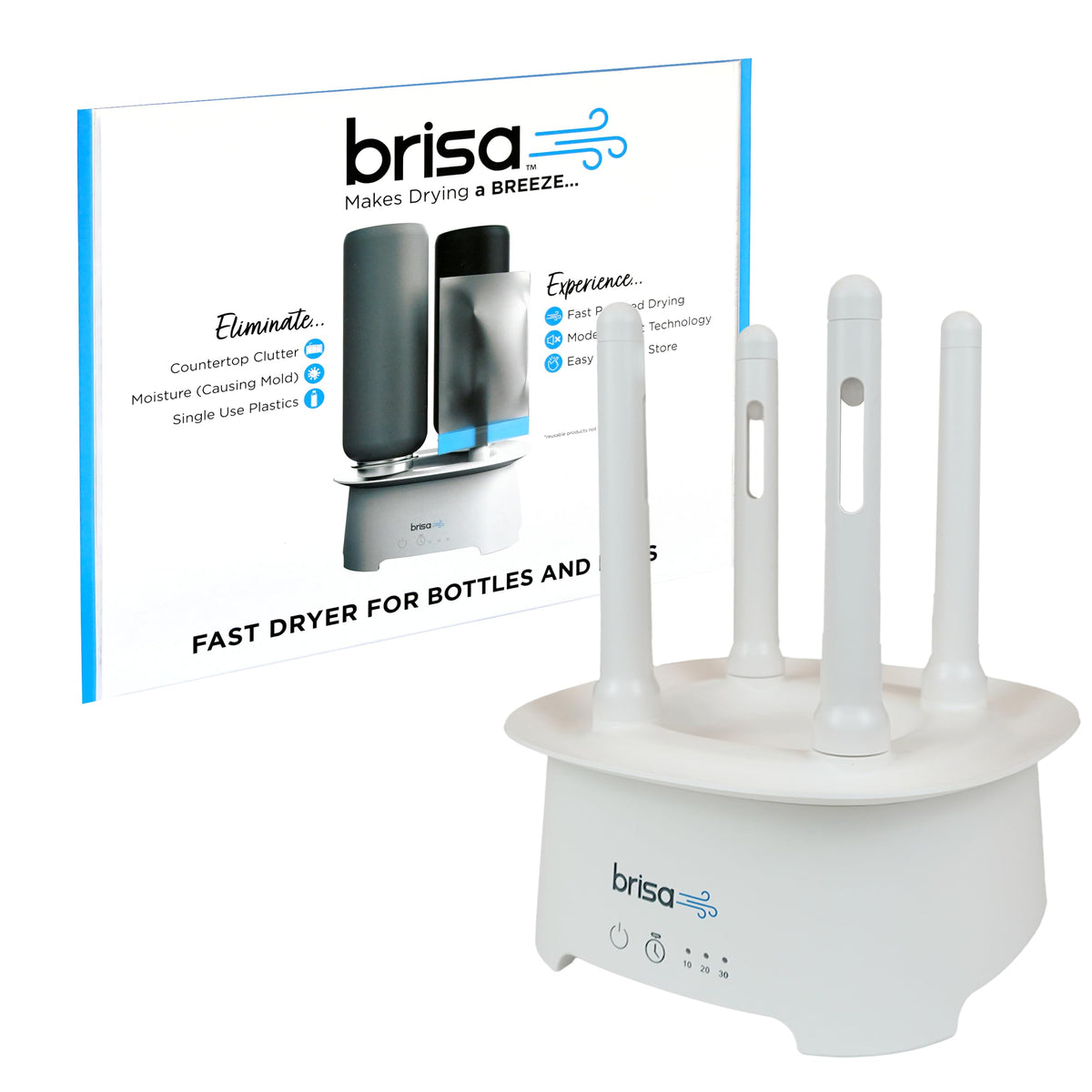 Brisa Rack bottle drying rack keeps bottles neat and dry after washing