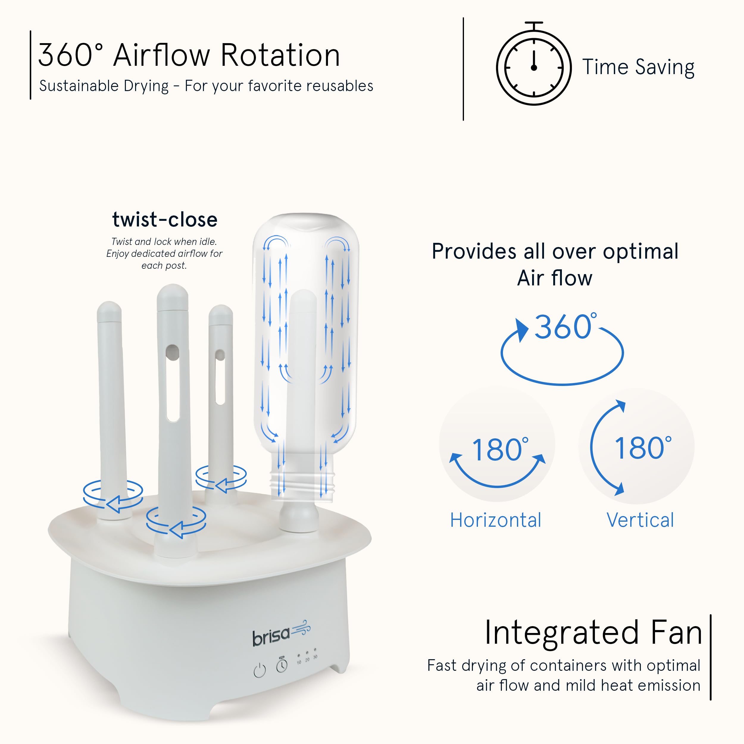 Brisa Rack timer lets you choose 10, 20, or 30 minutes