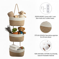 Britwicfr three-tier cotton basket showing versatile kitchen storage.