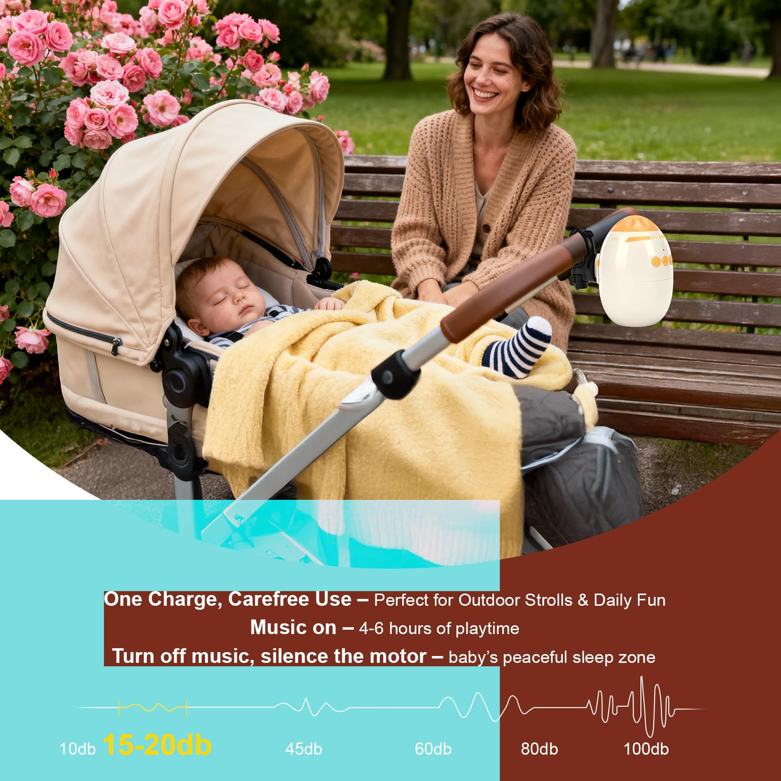 Brivouen Rocker Bluetooth mode streams lullabies from your device.
