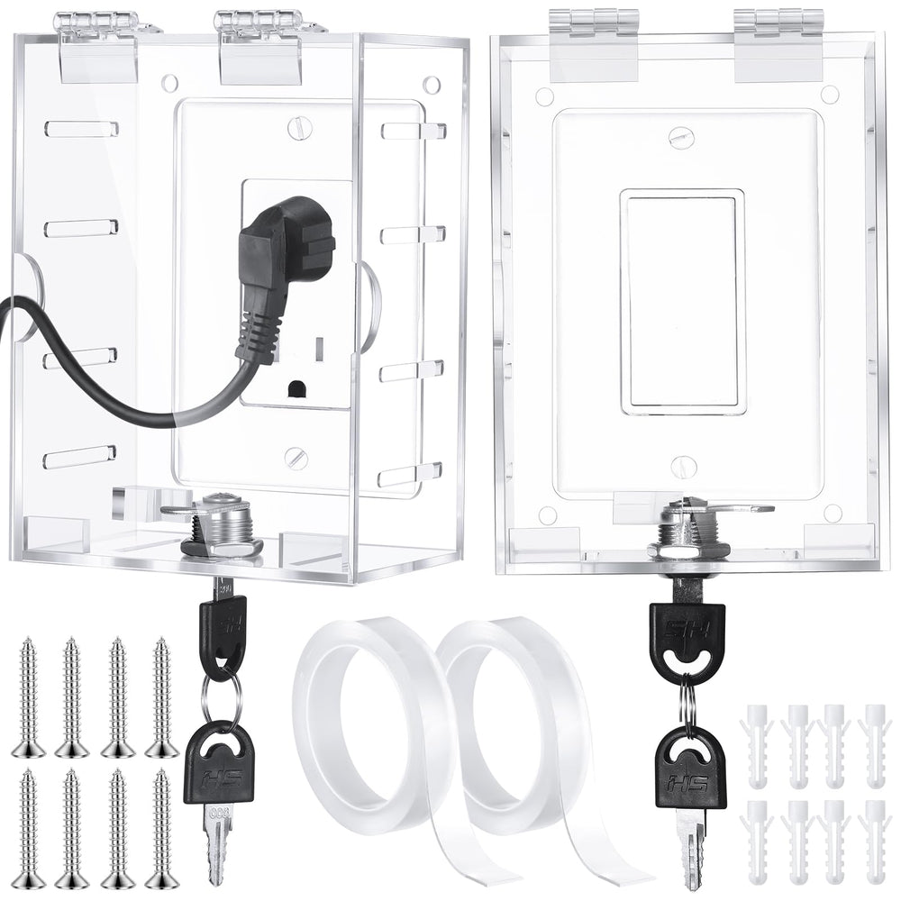 Briwoody clear locking outlet box with two pieces shields outlets from curious fingers