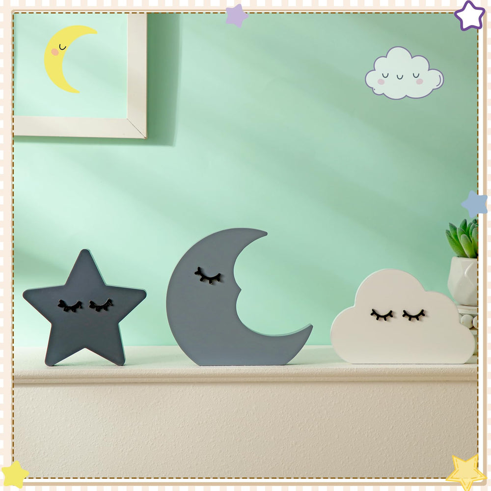 Briwooody moon star cloud trio wall art brightens nurseries and events.