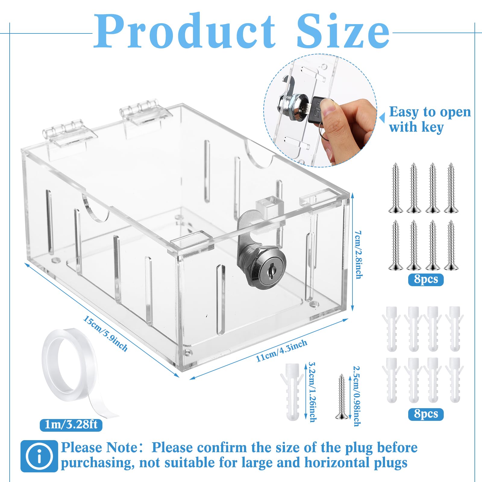 Briwooody socket cover keys included enables easy unlock for adults