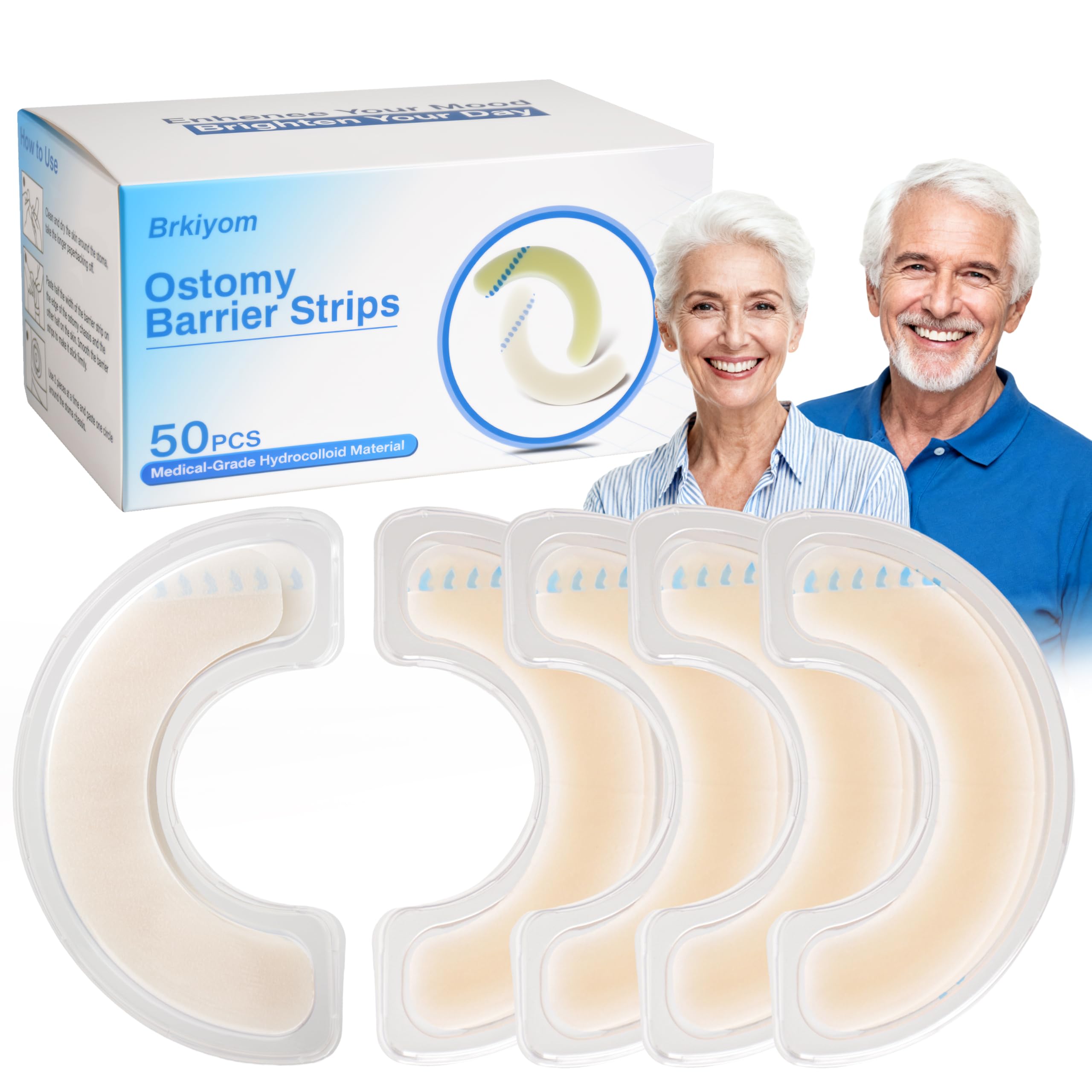Brkiyom 50pcs ostomy barrier strips box for easy ongoing care.