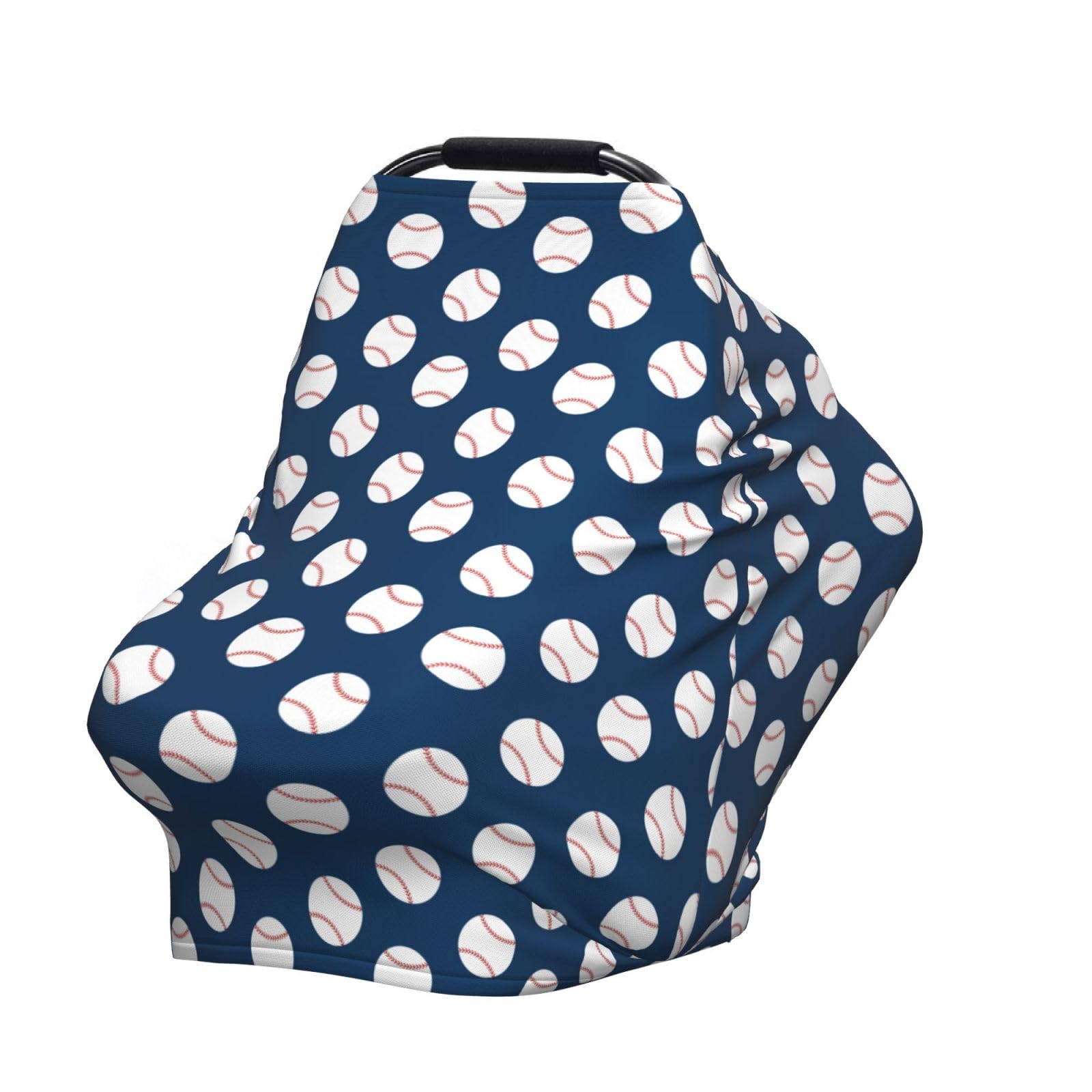 Broiteid Baseball Blue car seat cover provides full privacy for baby on the go.