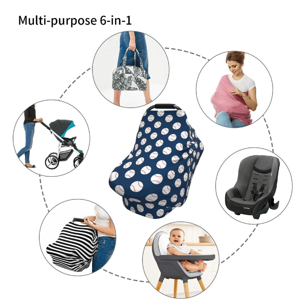Broiteid Baseball Blue high chair cover protects surfaces during meals.
