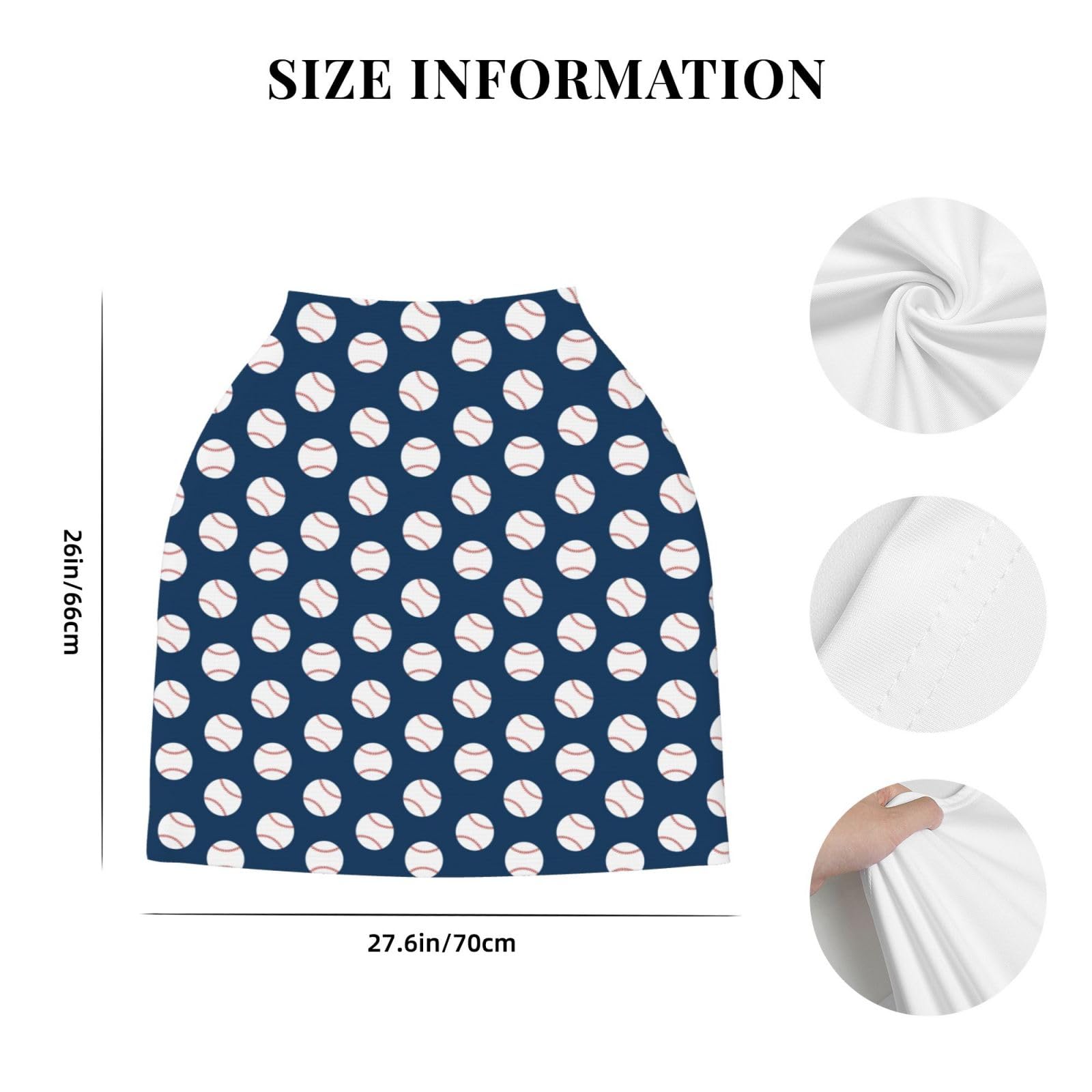 Broiteid Baseball Blue multi-use canopy fits car seats and strollers quickly.