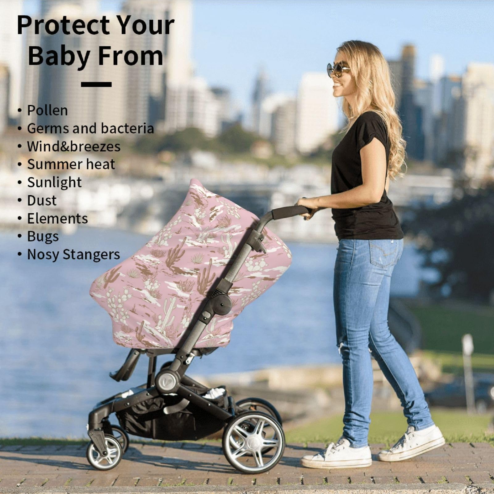 Broiteid Cactus Carseat Cover stays in place without snaps or zippers.