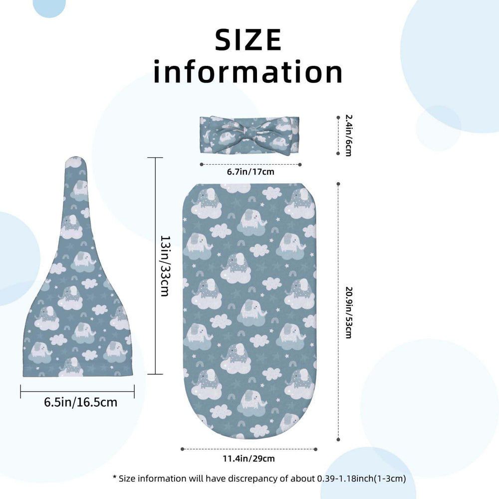 Broiteid elephant star blue swaddle fabric detail highlights soft polyester texture