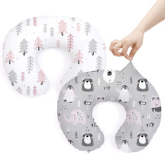 BROLEX baby nursing pillow cover in forest jungle pattern with soft, breathable fabric.