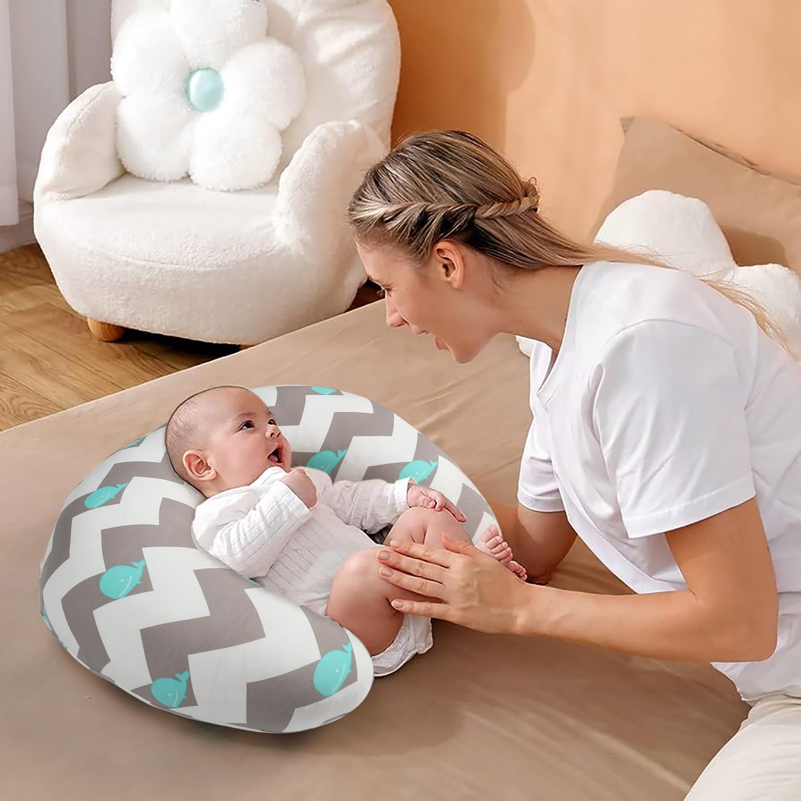 BROLEX Baby Nursing Pillow Cover Whale Cloud durable and machine washable for busy homes.