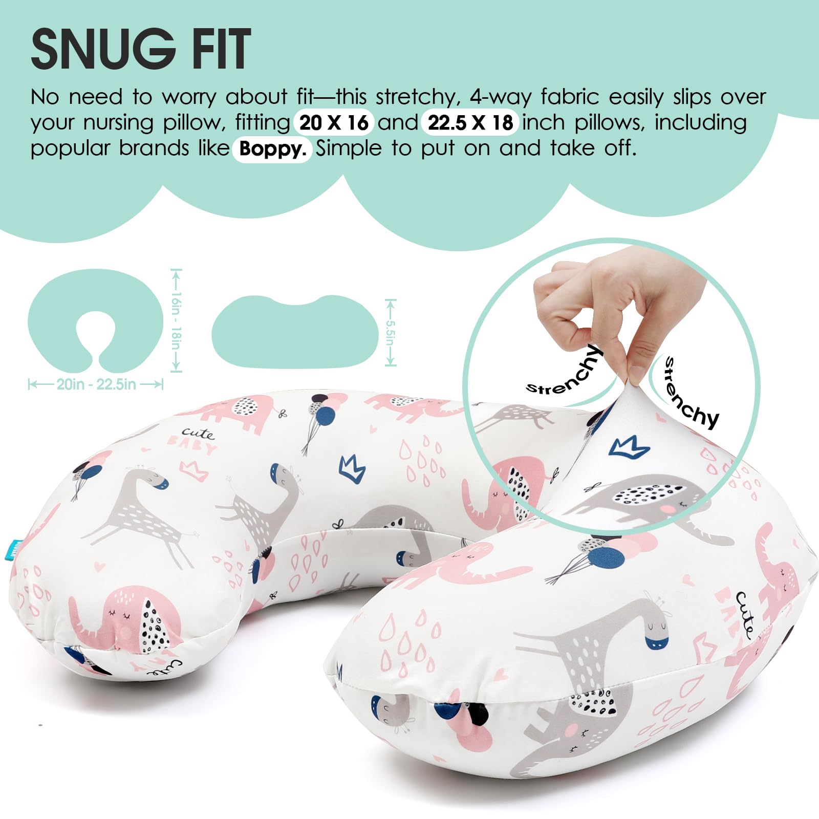 BROLEX nursing pillow covers featuring rabbit design brighten nursery for mom and baby.