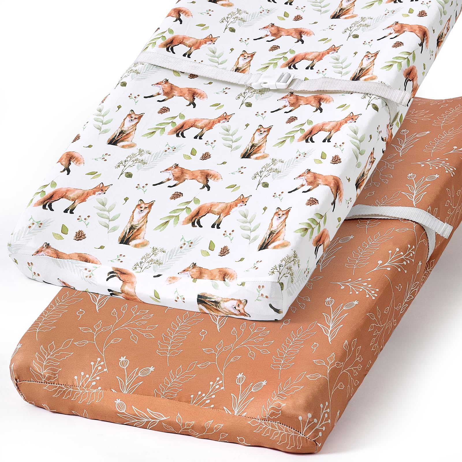 BROLEX changing pad cover with fox foliage pattern for a soft diaper change surface