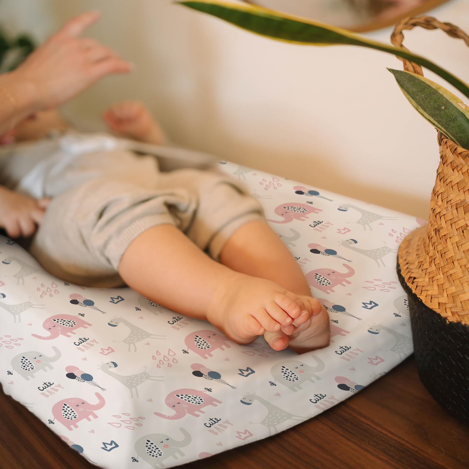 BROLEX stylish changing pad cover enhances nursery decor with elephant or rabbit designs