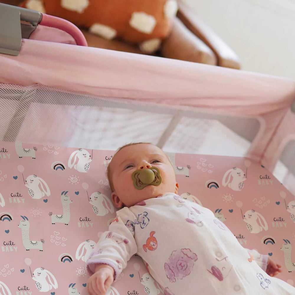 BROLEX Elastic-edge secure-fit sheets stay put on travel playards and mini cribs.
