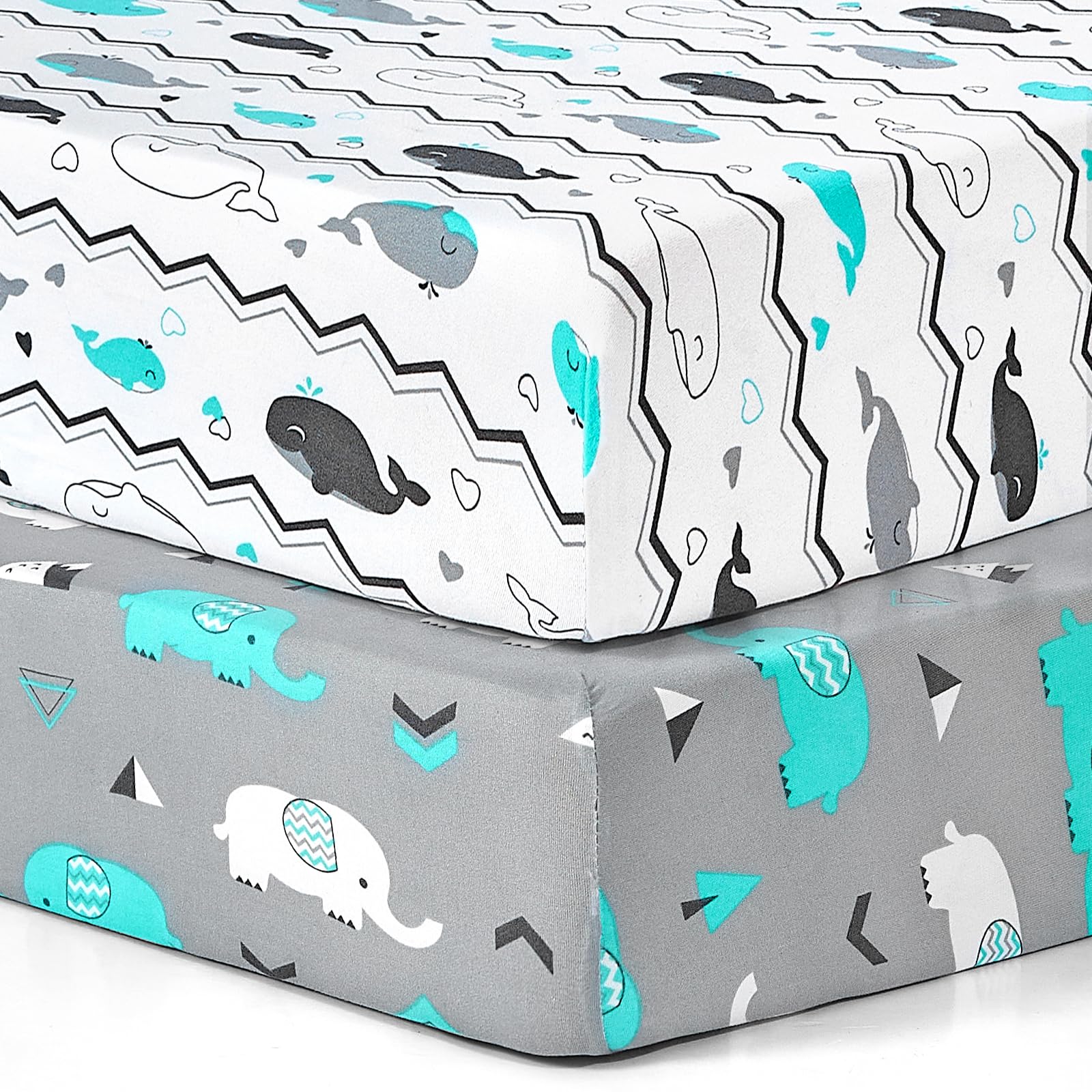 BROLEX pack-n-play sheets with Elephant and Whale pattern for cozy sleep