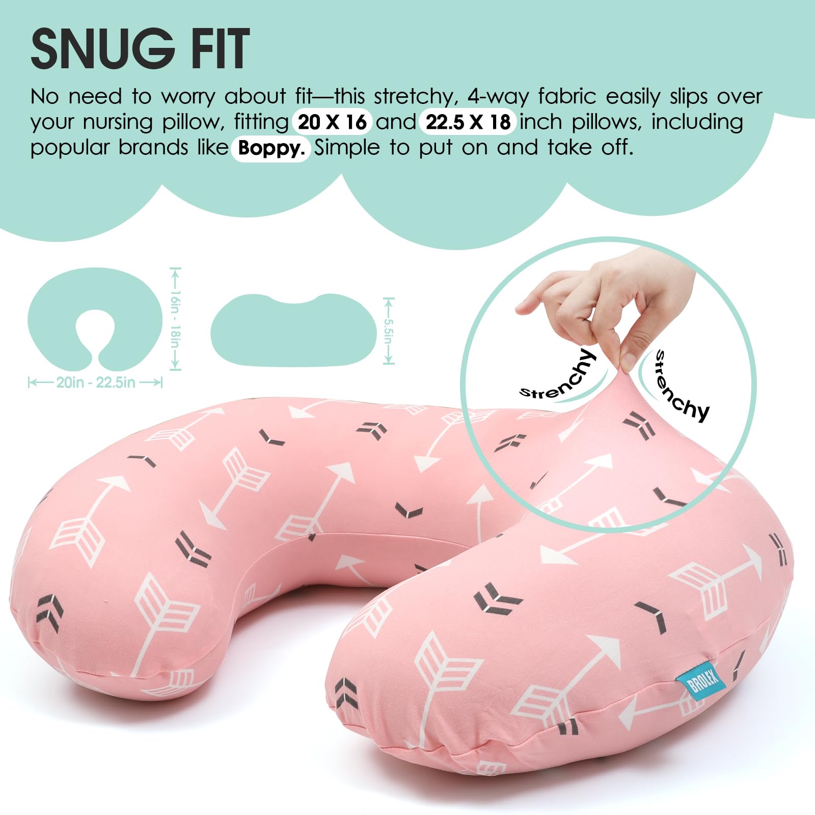 BROLEX nursing pillow cover hidden zipper keeps baby's skin contact-free.