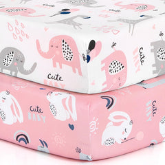 BROLEX Elephant Rabbit pattern Pack n Play sheets for naps and playtime.
