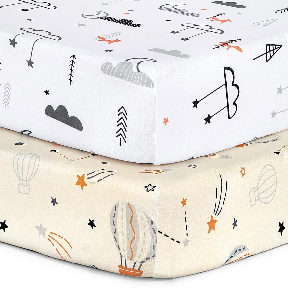 BROLEX Pack n Play sheets with Starsmoon Balloon pattern for cozy baby naps.