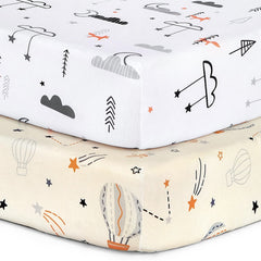 BROLEX Pack n Play sheets with Starsmoon Balloon pattern for cozy baby naps.