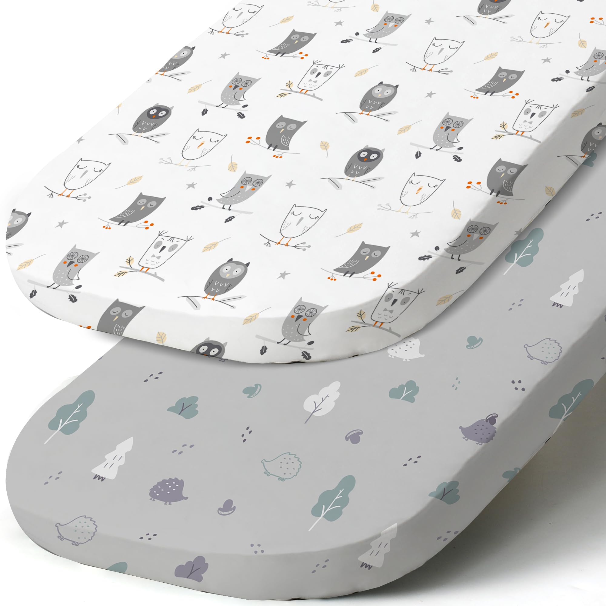 BROLEX stretch-fitted bassinet sheet set for secure fit on most mattress pads.