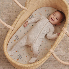 BROLEX elephant-design bassinet sheets; charming decor and snug fit.