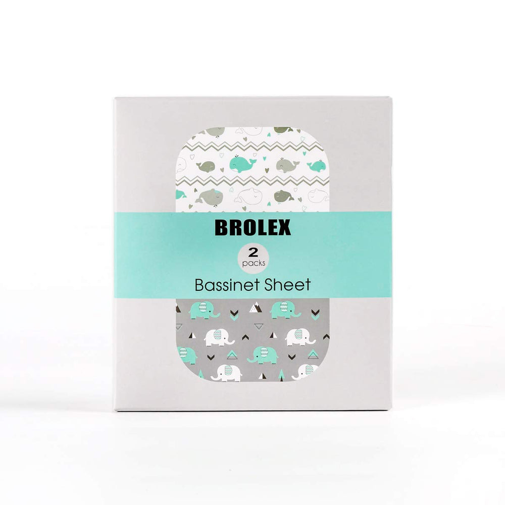 BROLEX universal-fit sheets adapt to oval, round, rectangle bassinet shapes
