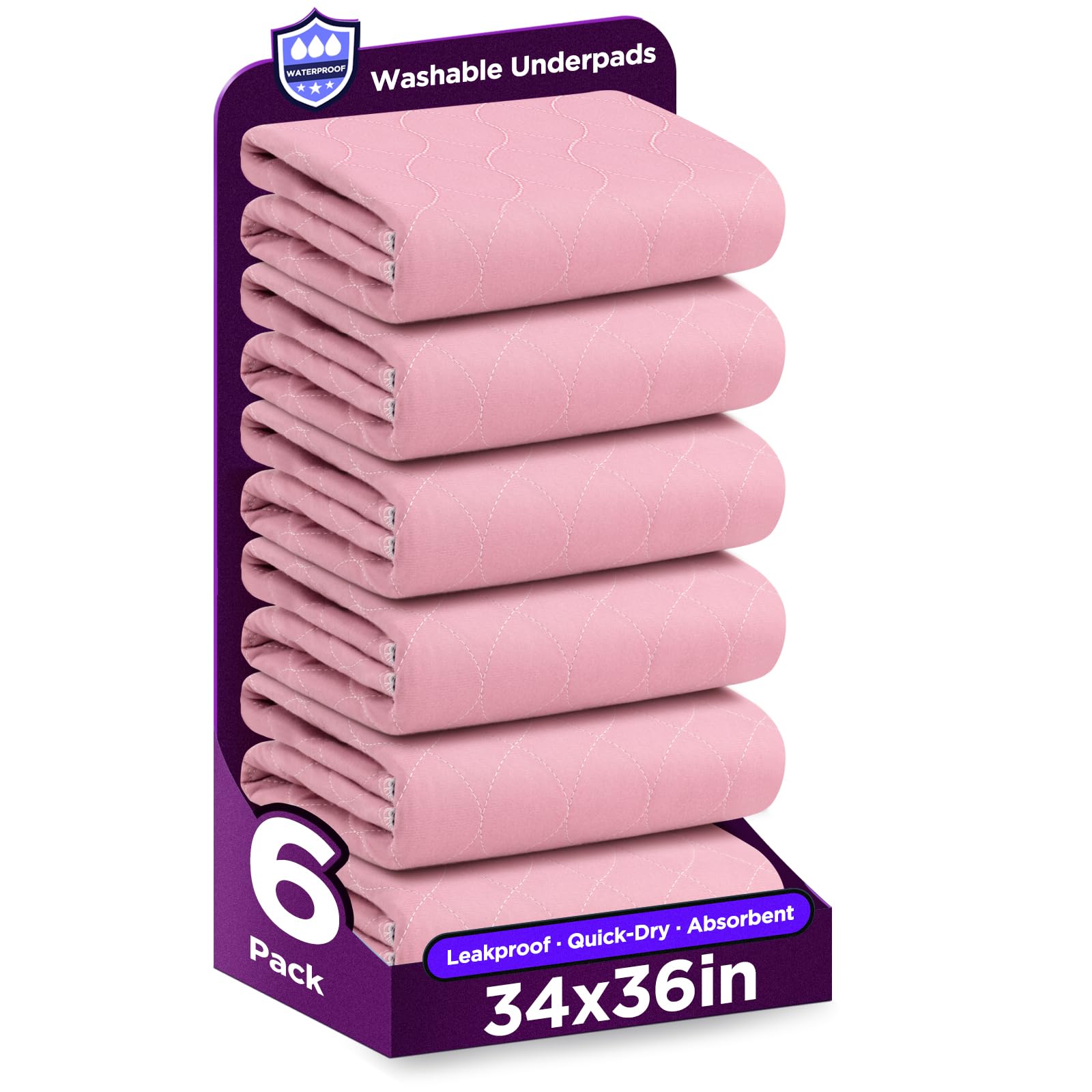 Brosive bed pad 34x36 pink laid flat for bed protection and comfort.