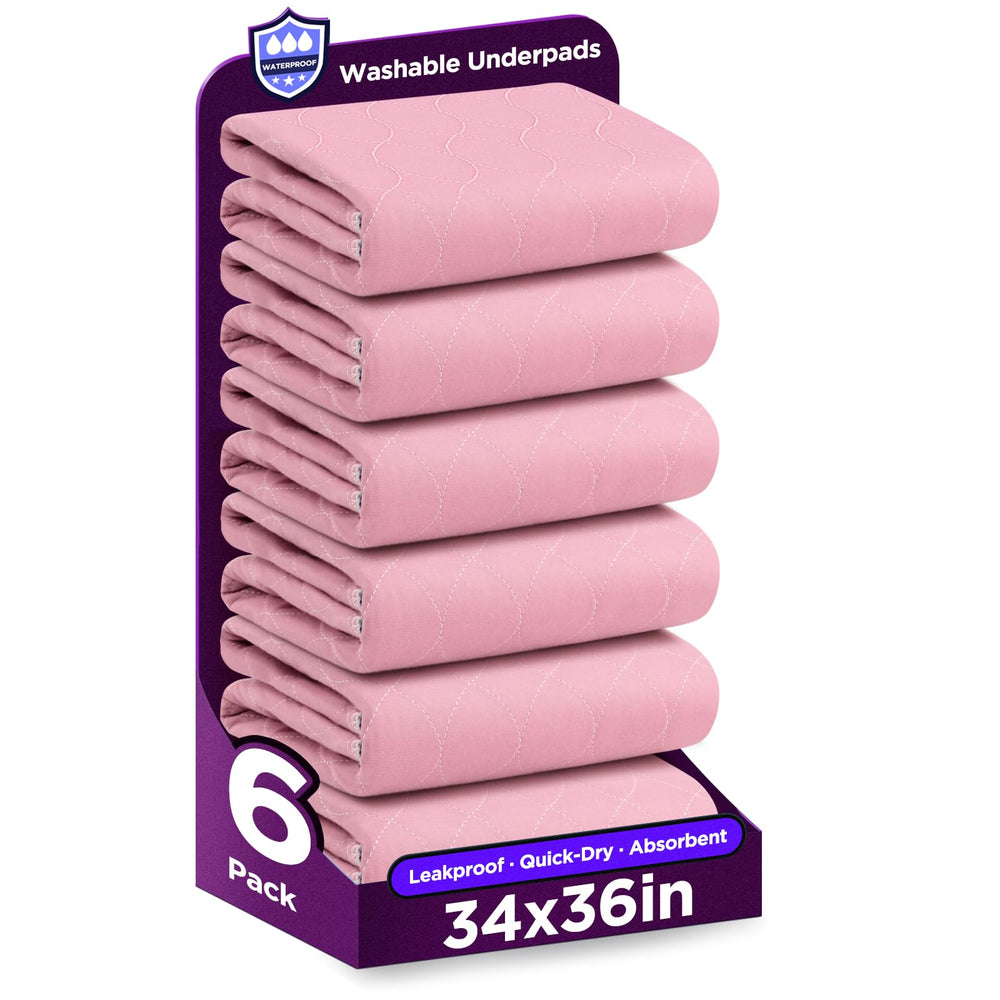 Brosive bed pad 34x36 pink laid flat for bed protection and comfort.