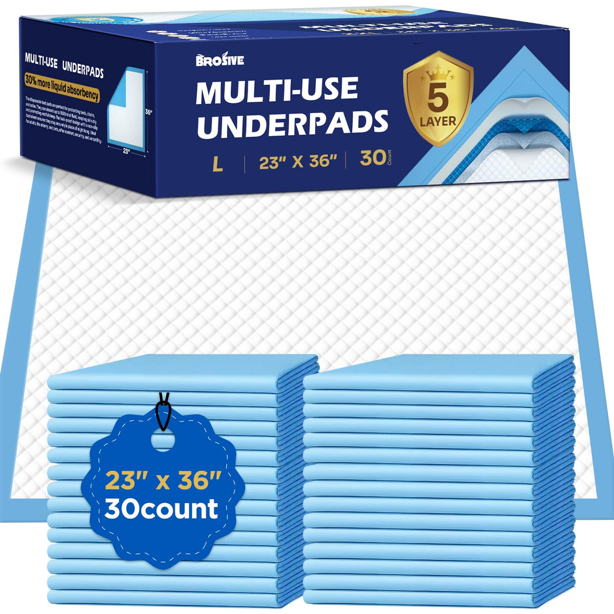 Brosive bed pad absorbency system locks fluids quickly for a dry night.