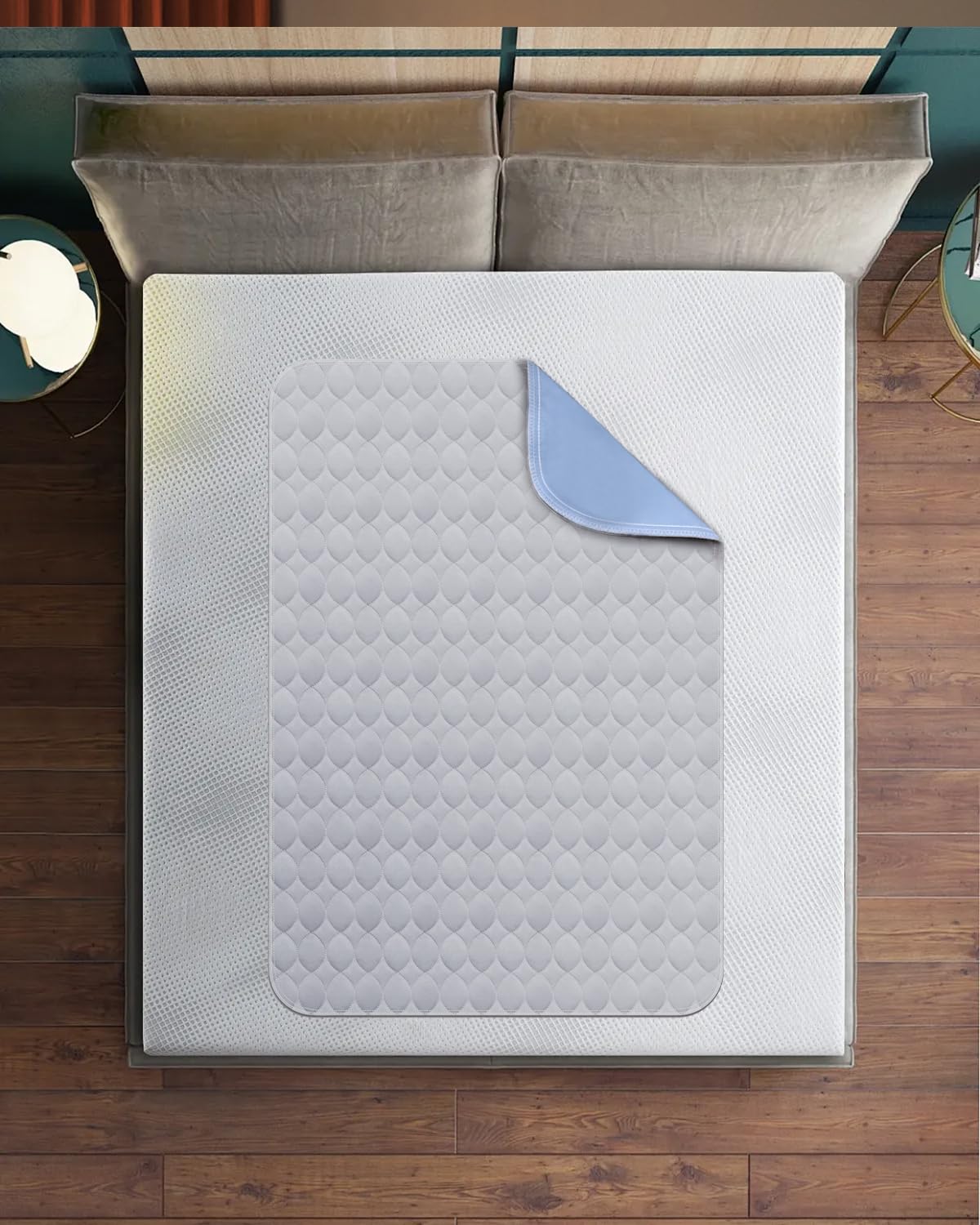 Brosive bed pad used on bed, sofa, and for pet protection.