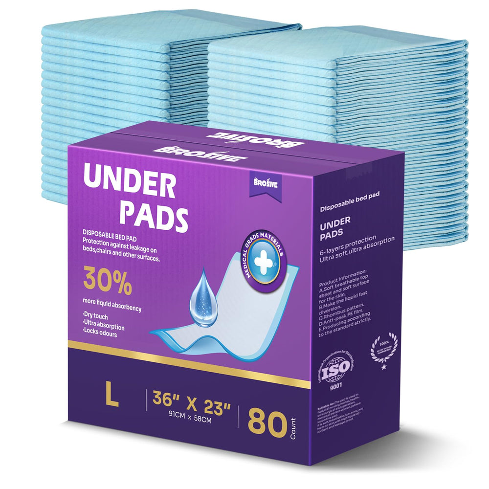 Brosive disposable bed pad with soft fluff provides gentle all-night protection.