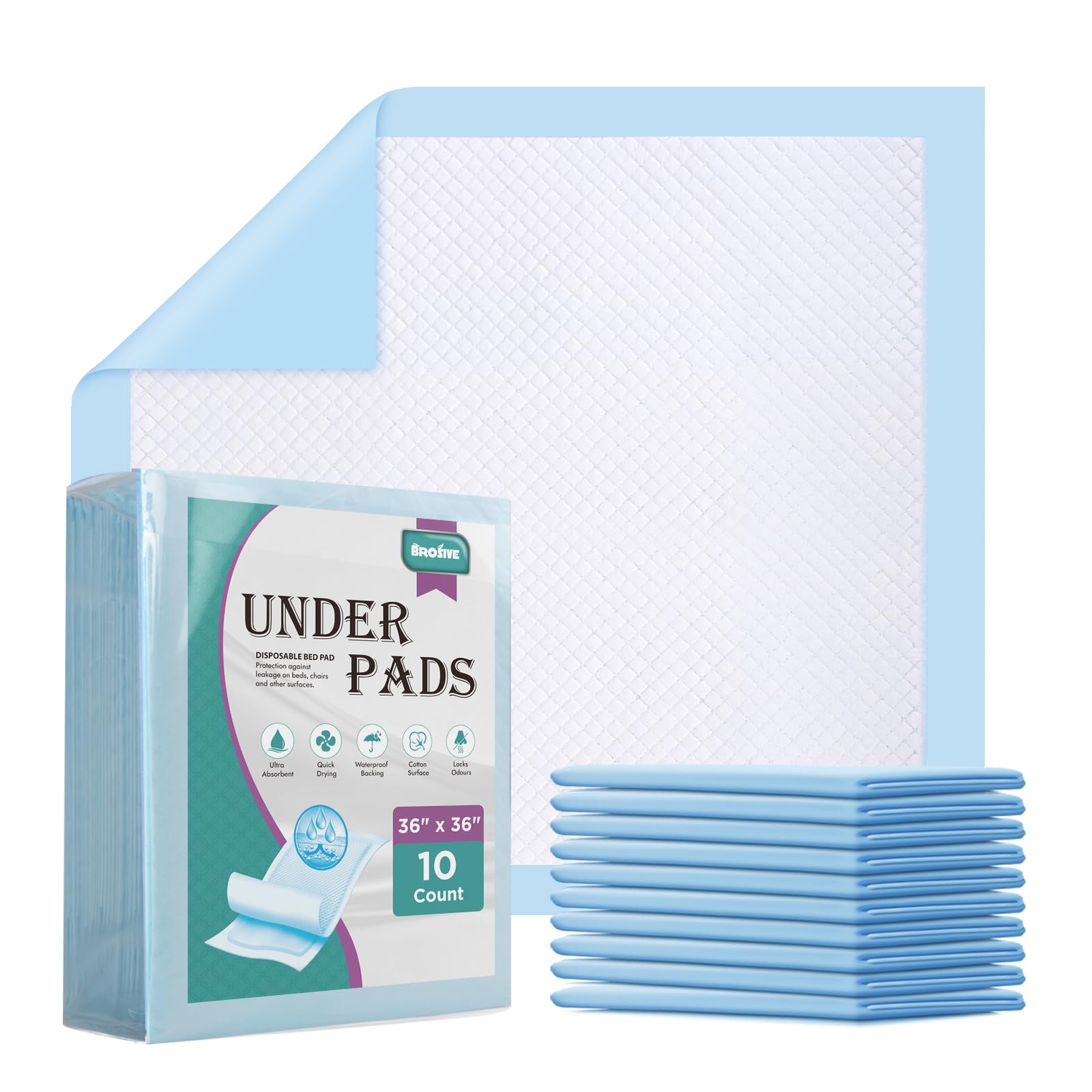 Brosive extra-large bed pad with absorbent core for dry nights