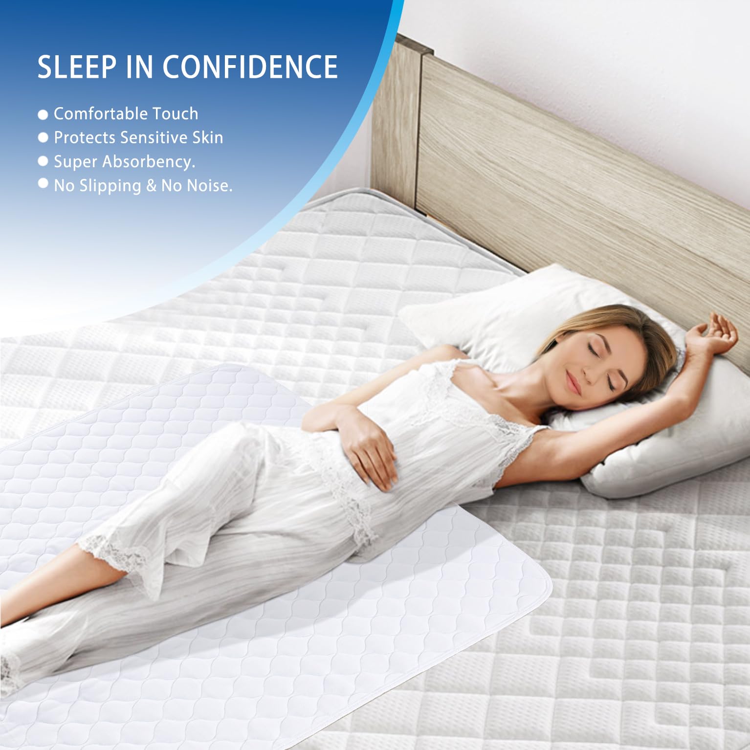 Brosive bed pad is machine washable and durable over many cycles.