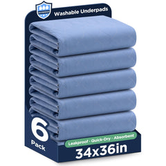 Brosive washable bed pad 34x36 blue top view protects bedding