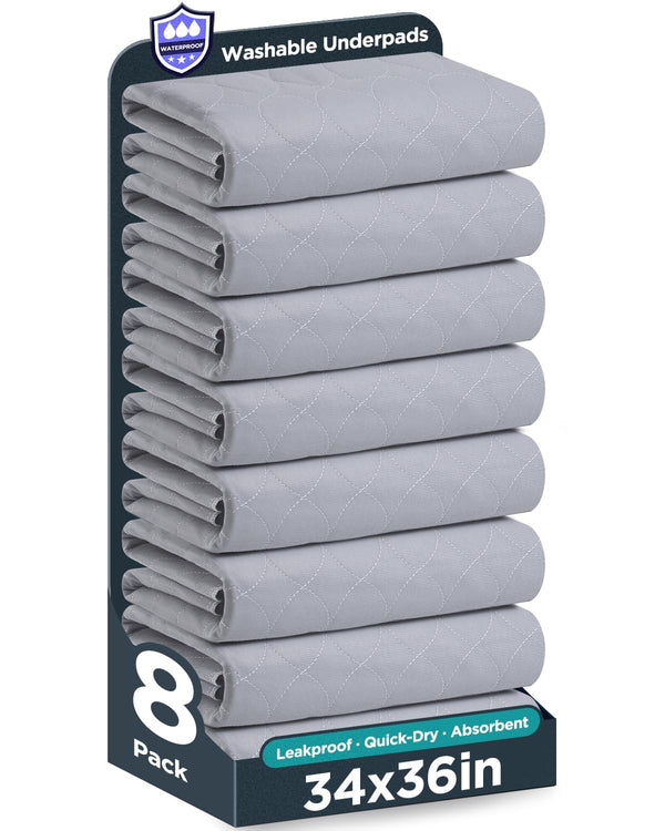 Brosive washable bed pad folded for compact setup and quick protection.