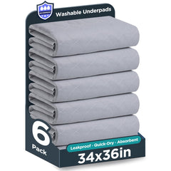 Brosive washable bed pad 34x36 grey six-pack provides reliable overnight protection.