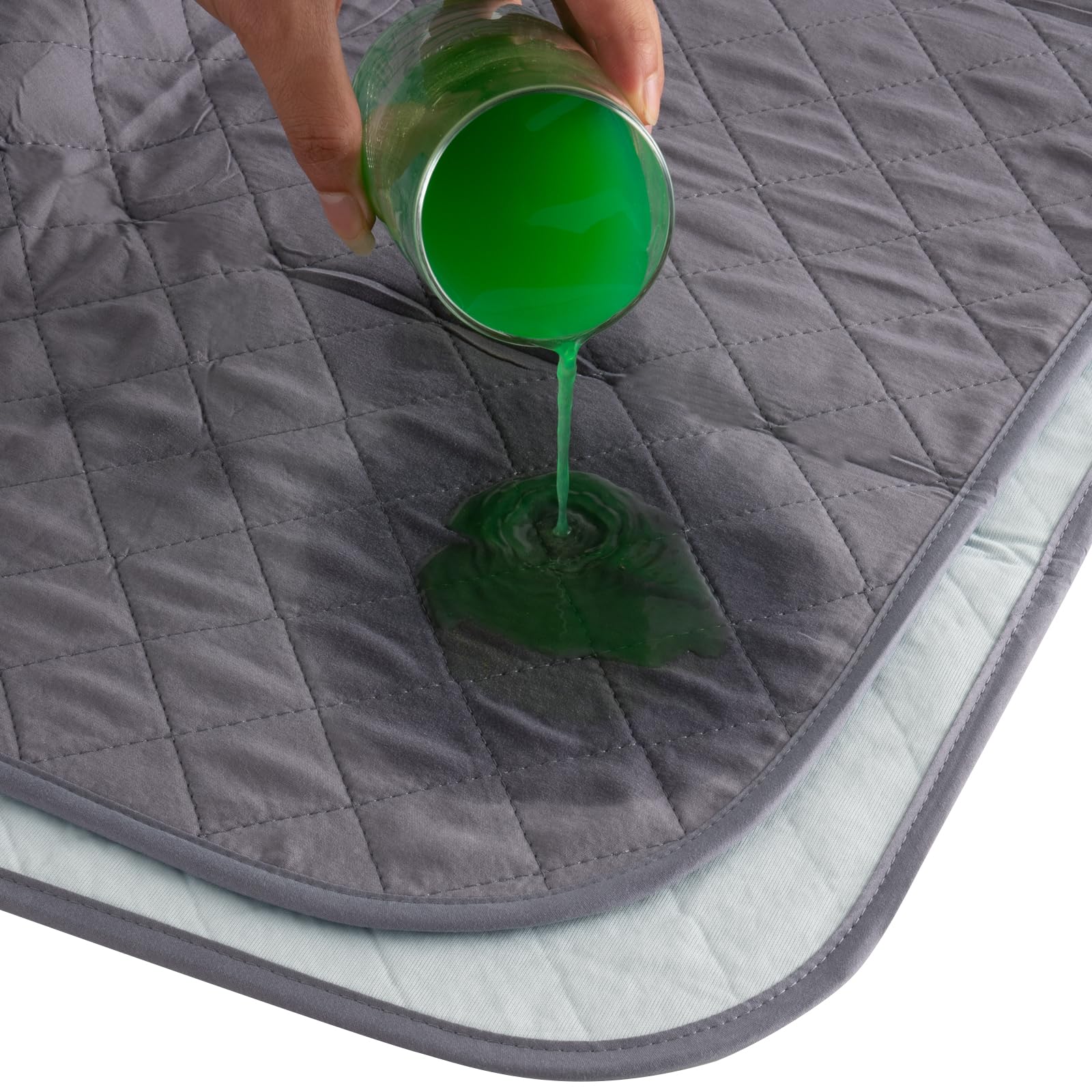 Brosive Washable Bed Pad shows absorbency for overnight protection.
