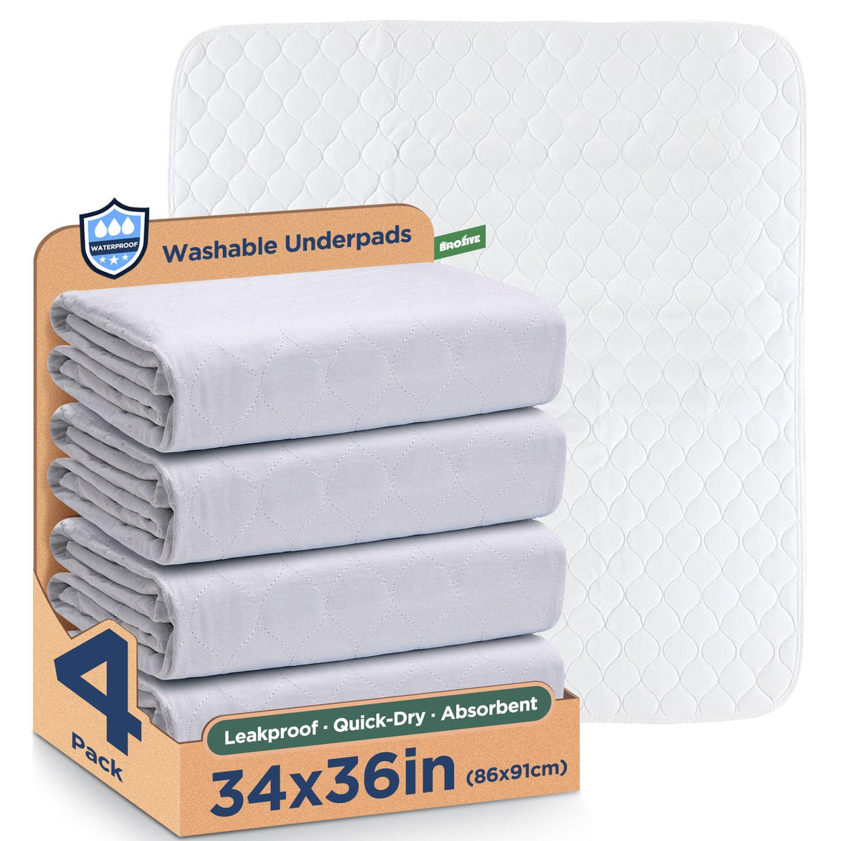 Brosive waterproof bed pad absorbent surface guards sheets overnight.