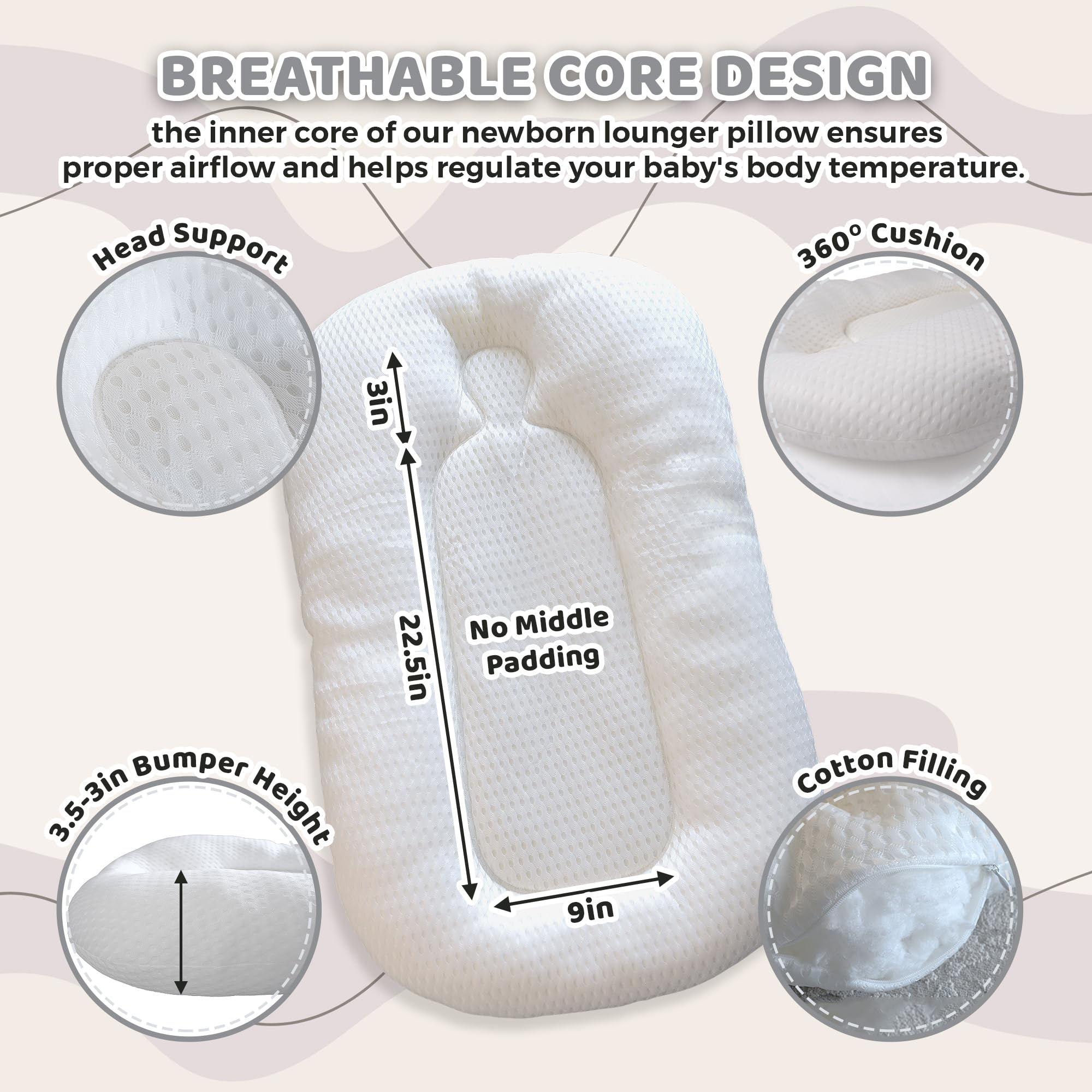 BRUNEES 100% cotton cover in pink offers breathable softness against delicate skin