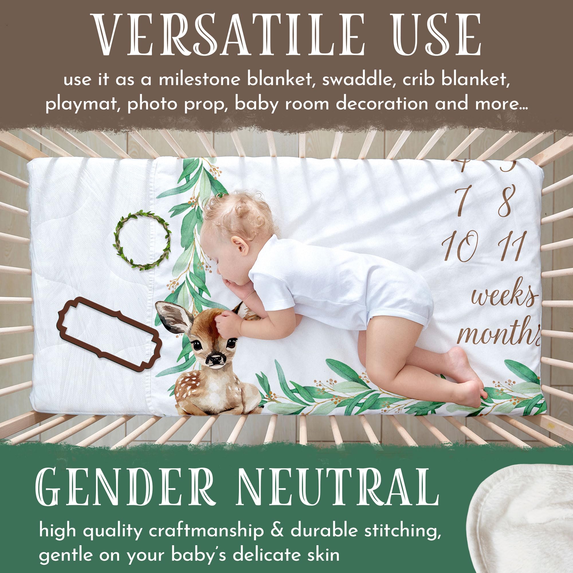 Gender-neutral design complements any nursery and outfit.