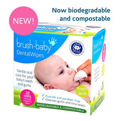 Brush Baby teething relief wipes on finger for gentle application
